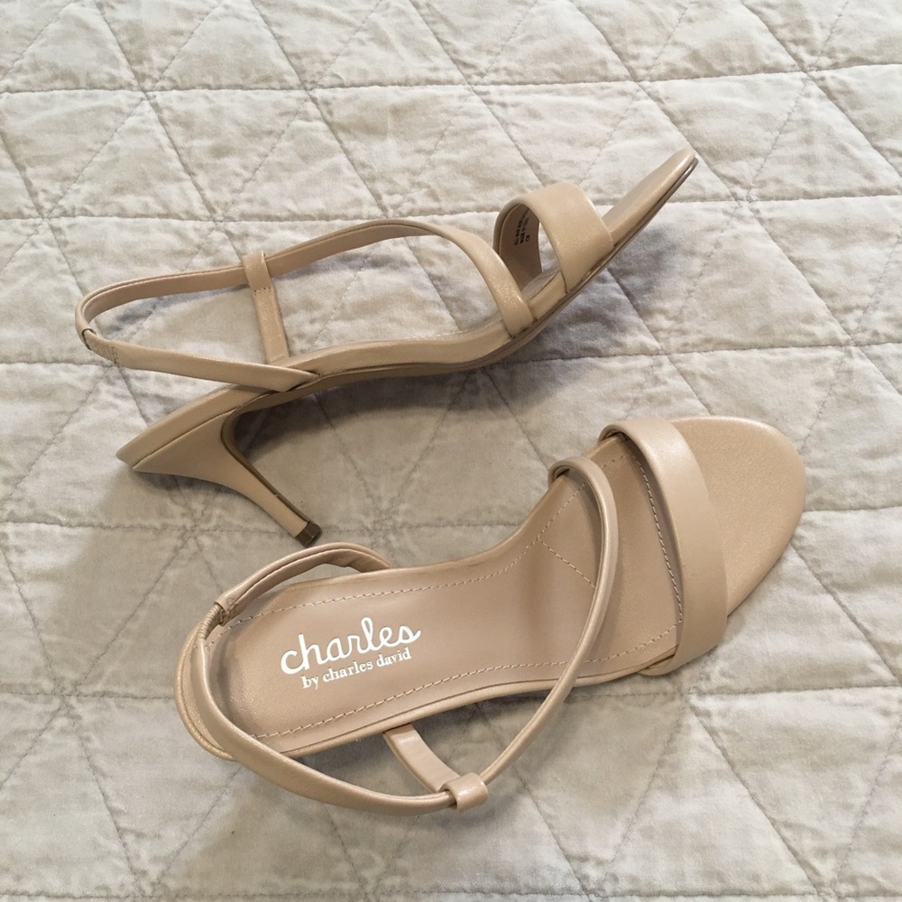 Charles by Charles David Nude Kitten Heel Sandals